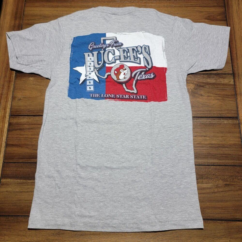 Buc-ee's Graphic SS Grey Unisex Tee "Greetings From Texas" - Size Small NWT